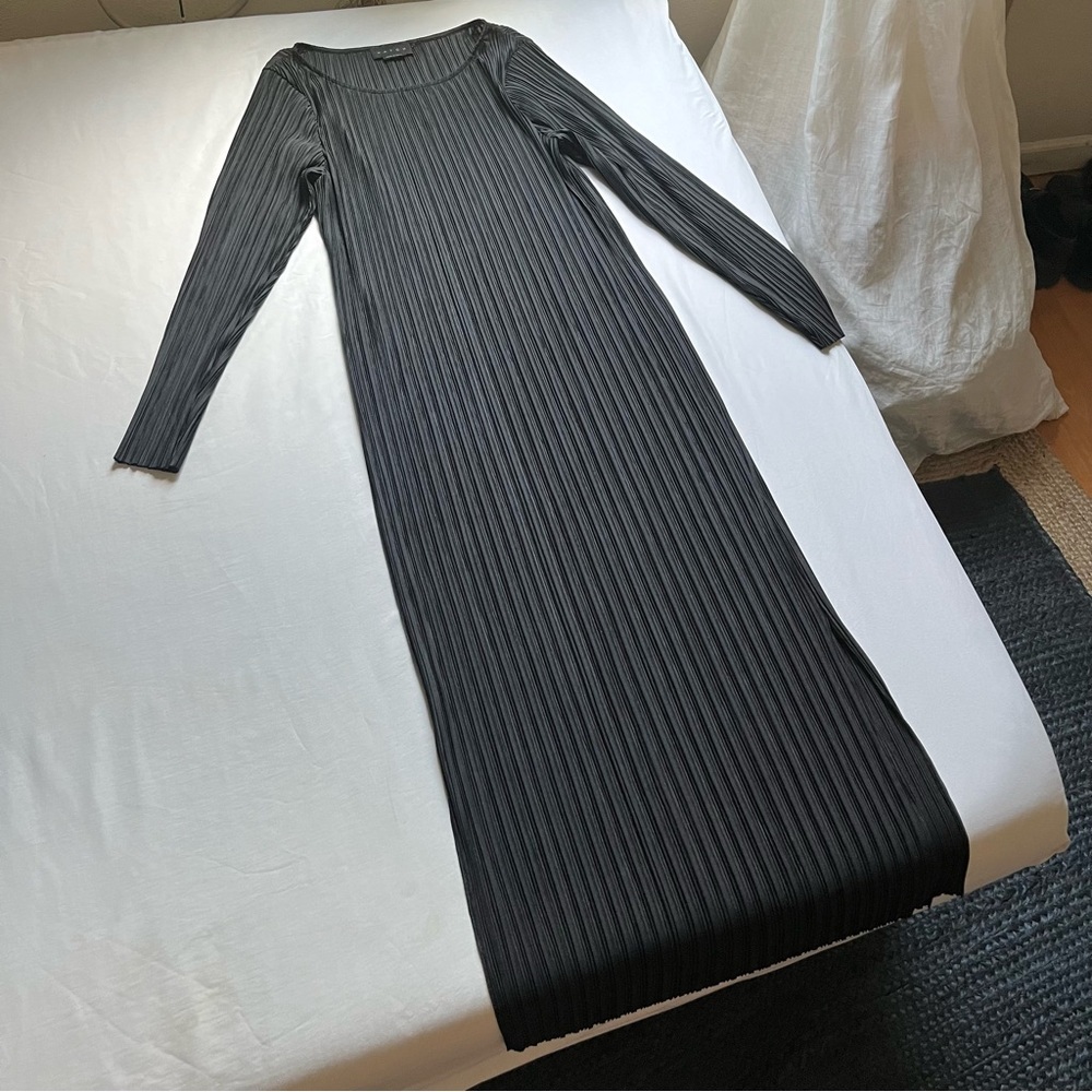 Hatch Black Ribbed Midi Dress